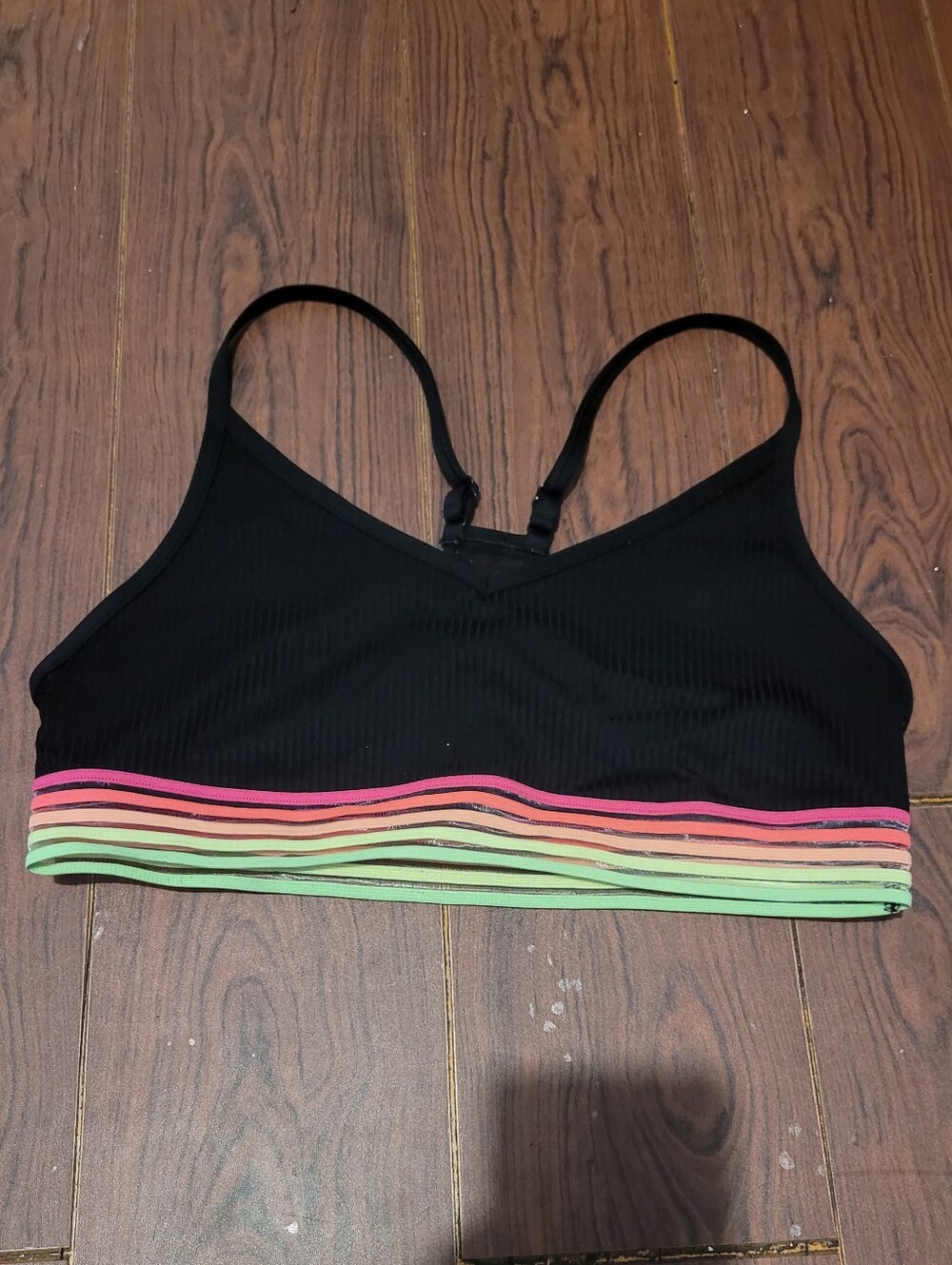 Black Sports Bralette with Rainbow Elastic Band